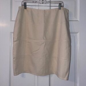 Akris Silk Linen Pencil Skirt In Cream FR46 US 14 Neutral Fully Lined
